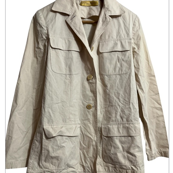 Donna Karan Cream Utility Jacket with Collared Neckline Sz L Women - Picture 5 of 9